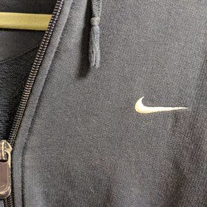 Classic Mens Nike Navy Zip-up hoodie with drawstring hood, Size L